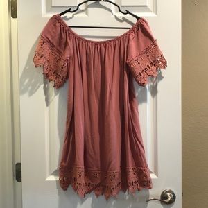 Mauve off the shoulder dress